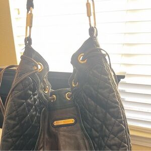 Juicy Couture Black Quilted Shoulder Bag with Gold Hardware Accents